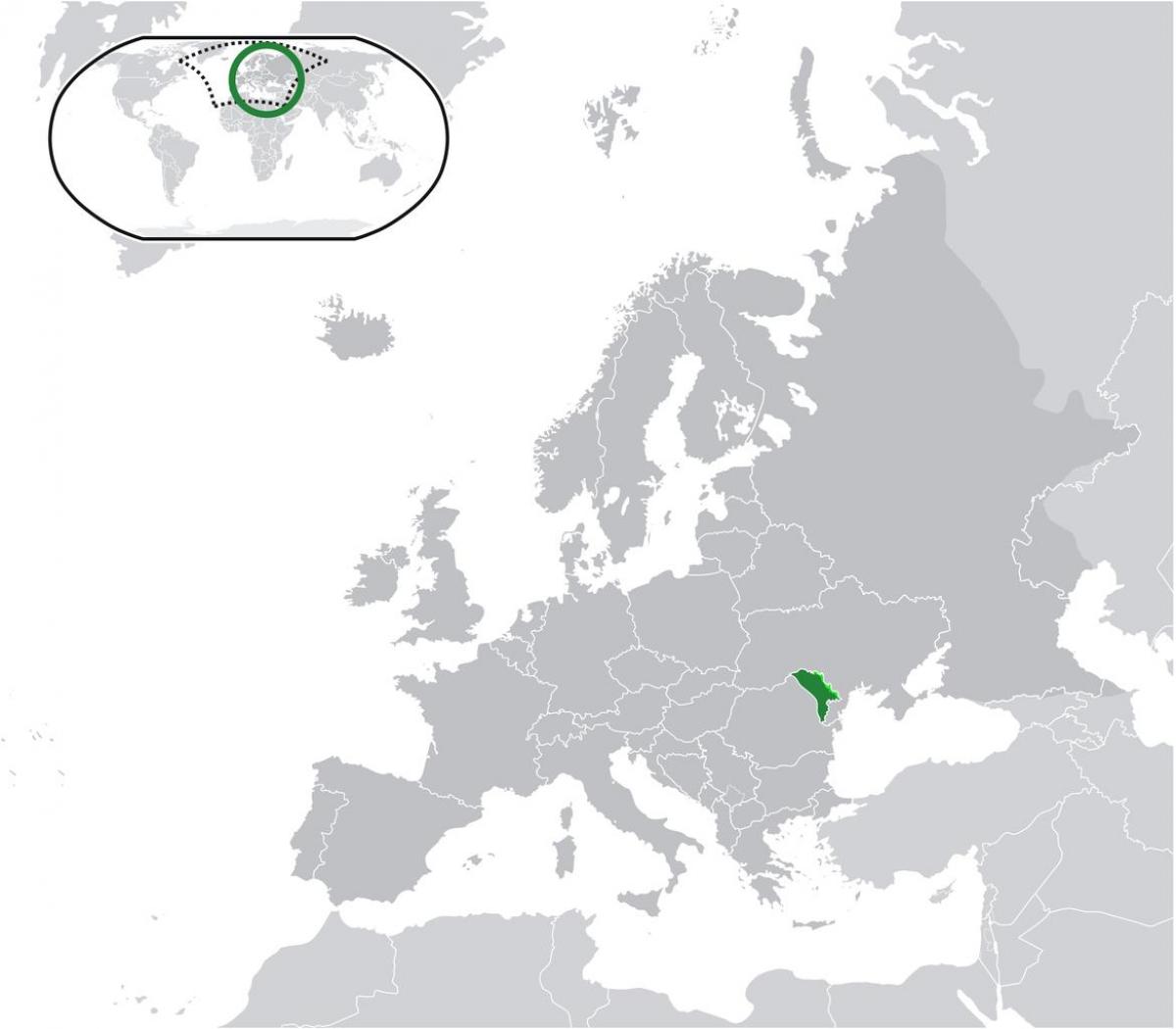 モルドバの場所が世界の地図