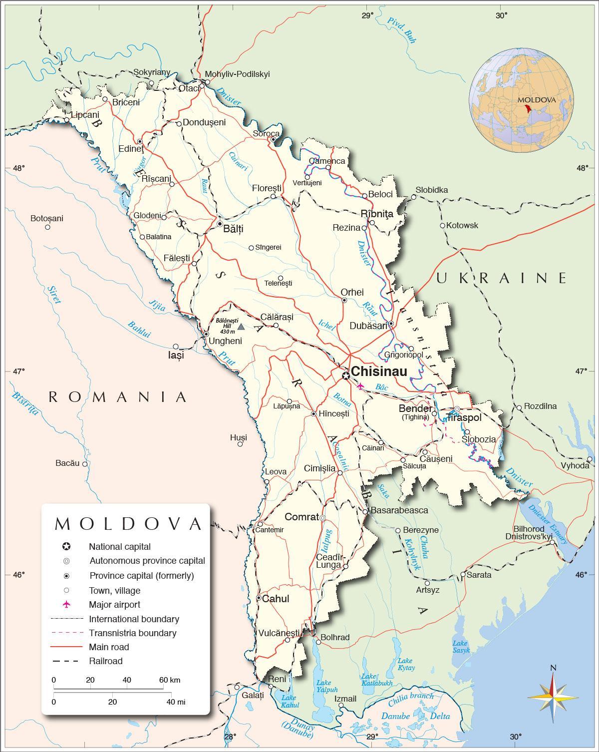 地図のモルドバ共和国
